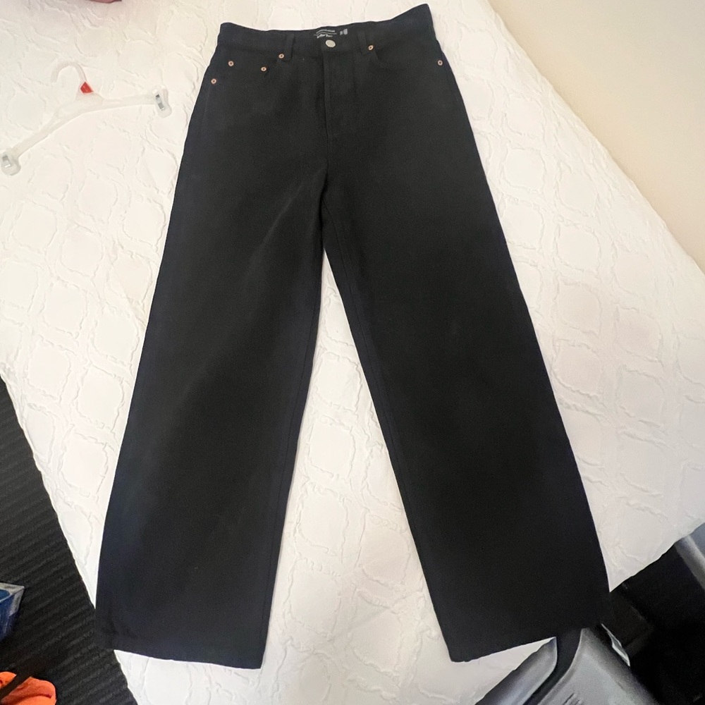 & Other Stories cropped black wide leg jeans